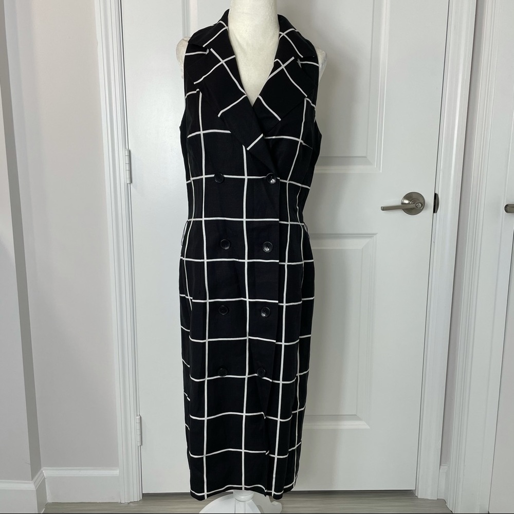 Talbots Linen Windowpane Linen Sleeveless Dress - Picture 4 of 9